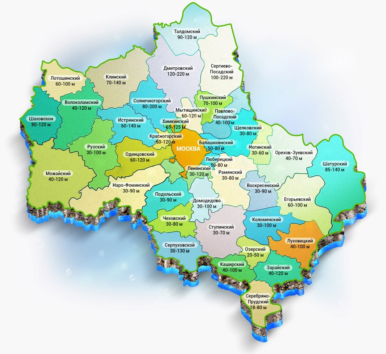 Карта глубин залегания воды